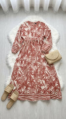Linen Palm Print Dress
