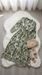 Linen Palm Print Dress