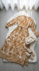 Linen Palm Print Dress