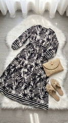Linen Palm Print Dress