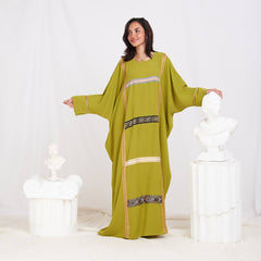 Free Size Summer Abaya – CY Fabric with Indian Trim & Gold Accents
