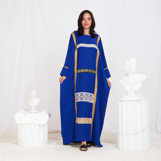 Free Size Summer Abaya – CY Fabric with Indian Trim & Gold Accents
