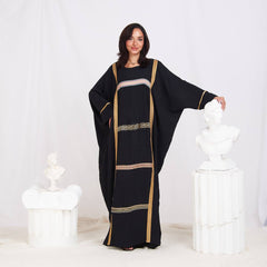 Free Size Summer Abaya – CY Fabric with Indian Trim & Gold Accents