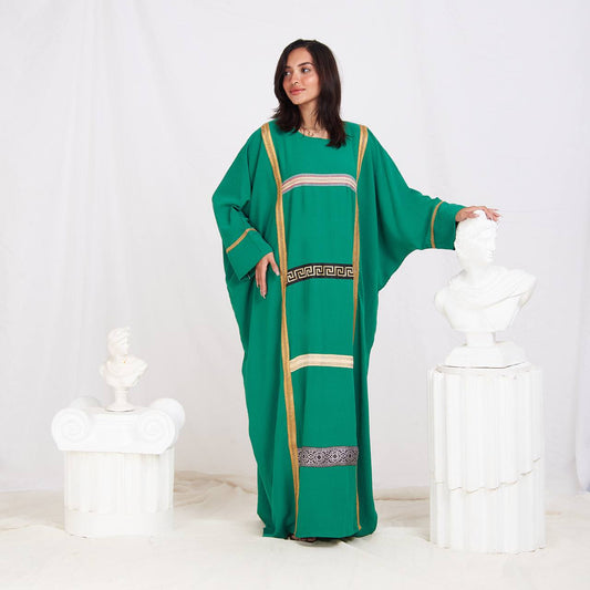 Free Size Summer Abaya – CY Fabric with Indian Trim & Gold Accents