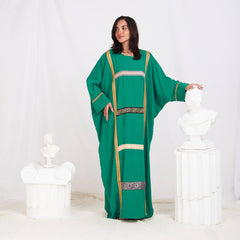 Free Size Summer Abaya – CY Fabric with Indian Trim & Gold Accents