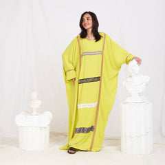 Free Size Summer Abaya – CY Fabric with Indian Trim & Gold Accents
