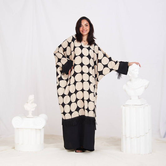 Boho-Inspired Free Size Summer Abaya – CY Cotton with Fringe Details