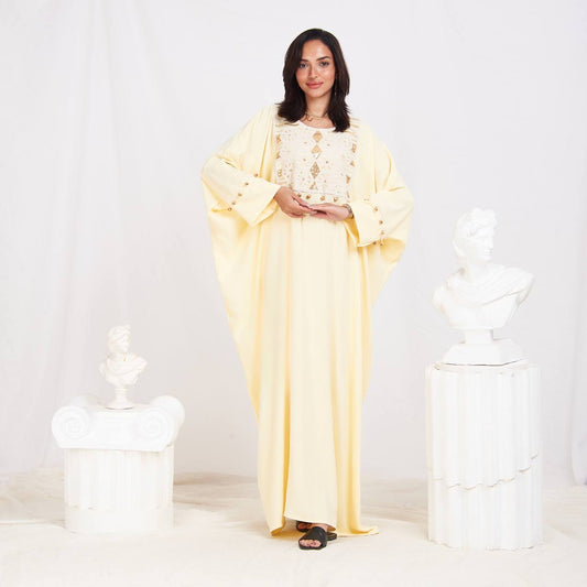 Elegant Free Size Summer Abaya – Soft Cotton CY with Handcrafted Lace Detail