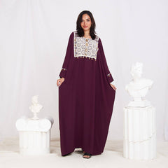 Elegant Free Size Summer Abaya – Soft Cotton CY with Handcrafted Lace Detail