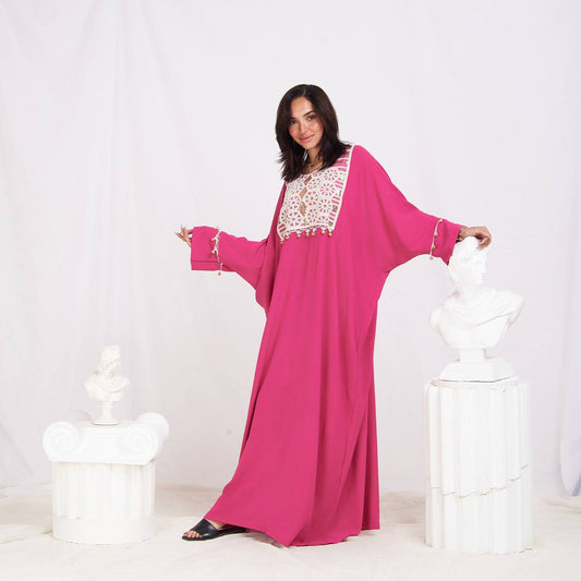 Elegant Free Size Summer Abaya – Soft Cotton CY with Handcrafted Lace Detail