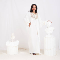 Elegant Free Size Summer Abaya – Soft Cotton CY with Handcrafted Lace Detail