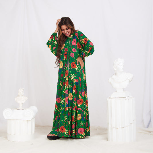 Vibrant Cotton Floral Maxi Dress – Breathable, Free & Relaxed Fit