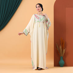 Cotton CY Embroidered Abaya – Free Size – Multiple Colors
