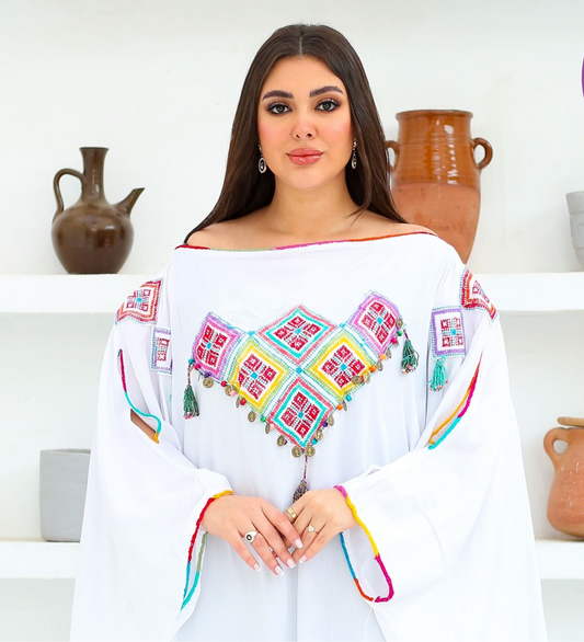 Handmade Embroidered Cotton Abaya – Free Size