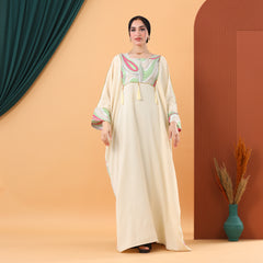 Cotton CY Embroidered Abaya – Free Size – Multiple Colors