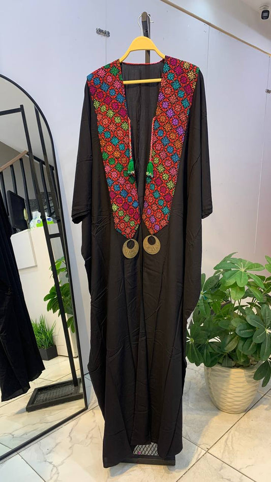 Hand-Embroidered Heritage Cardigan – Free Size | Tribal Collar Design