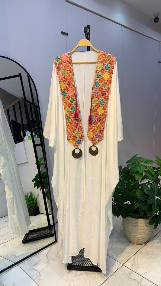 Hand-Embroidered Heritage Cardigan – Free Size | Tribal Collar Design