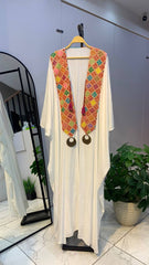 Hand-Embroidered Heritage Cardigan – Free Size | Tribal Collar Design