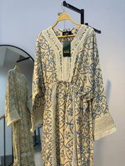 Vibrant Cotton Summer Dress with Fixed Waist Tie & Lace Details – 4 Colors