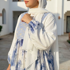 Premium Galaxy Printed Linen Maxi Dress