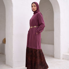 Premium Milton Tunic Dress with Pleated Satin Skirt Tail