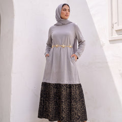 Premium Milton Tunic Dress with Pleated Satin Skirt Tail
