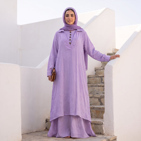 Premium 2-Piece Ribbed Linen Maxi Set