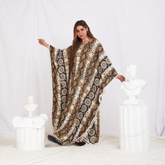 Wide Sleeve Printed Cotton Kaftan - Snake print