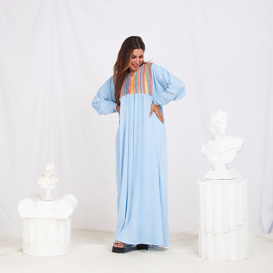 Long Sleeve Abaya - Baby Blue