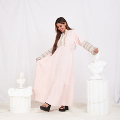 Colored Sleeve Abaya - Light Pink
