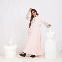 Colored Sleeve Abaya - Light Pink