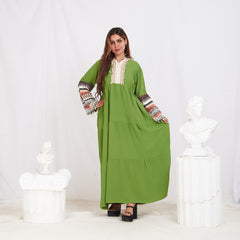 Colored Sleeve Abaya - Green