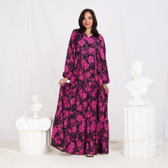 Long Sleeve Floral Dress - Pink