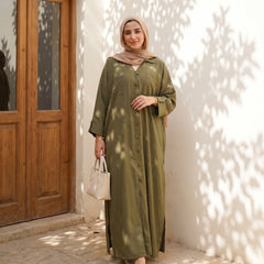 Button-Front Linen Shirt Dress