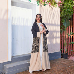 Colorblock Modest Cardigan – Zebra / Snake Print | Free Size