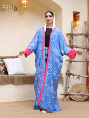 Embroidered Abstract Face Cardigan – Free Size | Statement Artwear