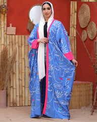 Embroidered Abstract Face Cardigan – Free Size | Statement Artwear