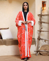 Embroidered Abstract Face Cardigan – Free Size | Statement Artwear
