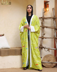 Embroidered Abstract Face Cardigan – Free Size | Statement Artwear