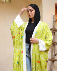 Embroidered Abstract Face Cardigan – Free Size | Statement Artwear