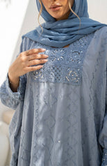 Shiny Linen Embroidered Abaya
