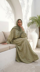 Shiny Linen Embroidered Abaya
