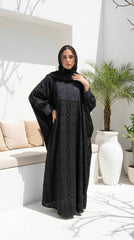 Shiny Linen Embroidered Abaya