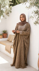 Shiny Linen Embroidered Abaya