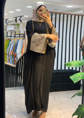 Linen Cardigan with Oriental Laser Cut Design | Open Style | Fits 60kg–110kg