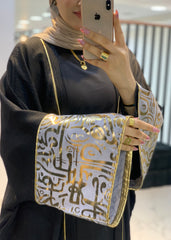 Linen Cardigan with Oriental Laser Cut Design | Open Style | Fits 60kg–110kg