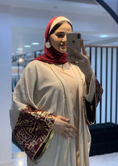 Linen Cardigan with Oriental Laser Cut Design | Open Style | Fits 60kg–110kg