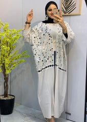 Pure Linen Cardigan with Mirror Sequins – Free Size | Multi-Occasion