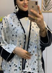 Pure Linen Cardigan with Mirror Sequins – Free Size | Multi-Occasion