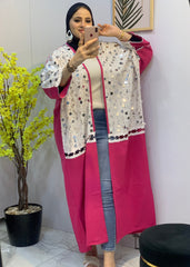 Pure Linen Cardigan with Mirror Sequins – Free Size | Multi-Occasion